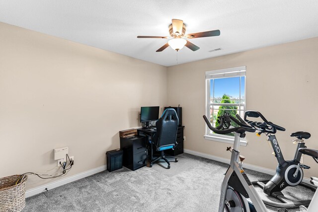 6655 American Setter Dr, Ashland, MO 65010 - carpeted home office with a ceiling fan and baseboards