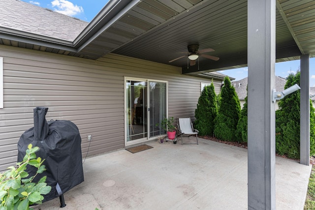 6655 American Setter Dr, Ashland, MO 65010 - view of patio / terrace featuring a ceiling fan and a grill