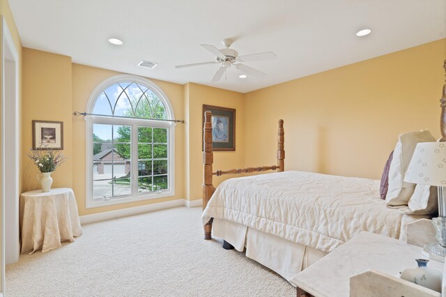 4902 Cochero Ct, Columbia, MO 65203 - carpeted bedroom featuring recessed lighting and a ceiling fan