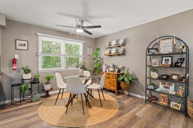 1612 Garden Dr Unit A & B, Columbia, MO 65202 - dining area with ceiling fan and wood finished floors