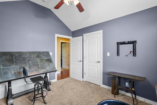 3509 Tuscany, Columbia, MO 65202 - carpeted office featuring ceiling fan and lofted ceiling