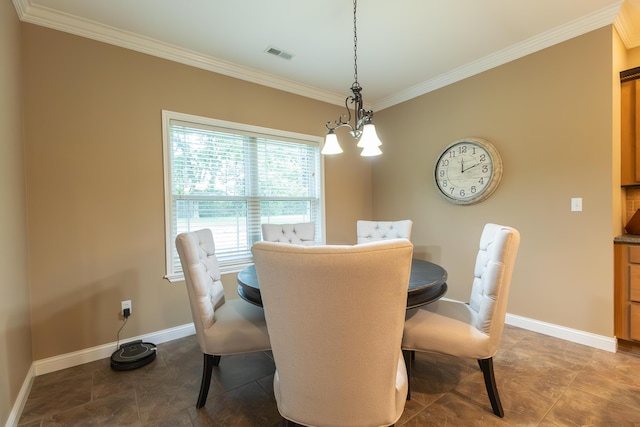 315 W Proctor St, Sturgeon, MO 65284 - dining area featuring crown molding and a chandelier