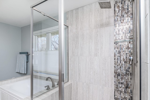 8900 W Graham Rd, Rocheport, MO 65279 - bathroom featuring tiled shower and a garden tub