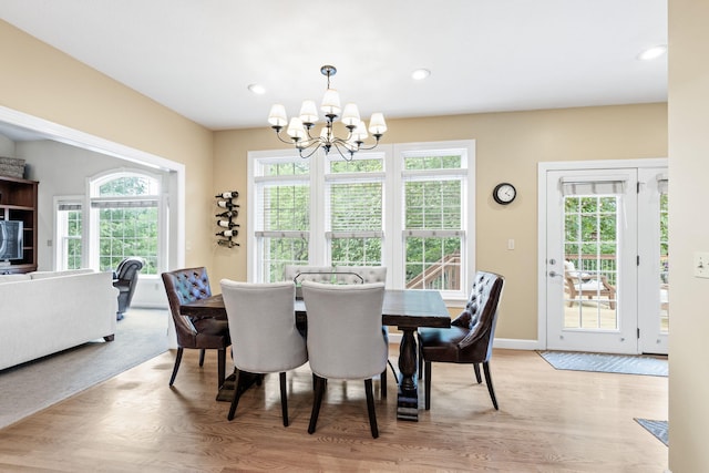 1707 Brookfield Mnr, Columbia, MO 65203 - dining space with a chandelier, light wood-style flooring, plenty of natural light, and recessed lighting