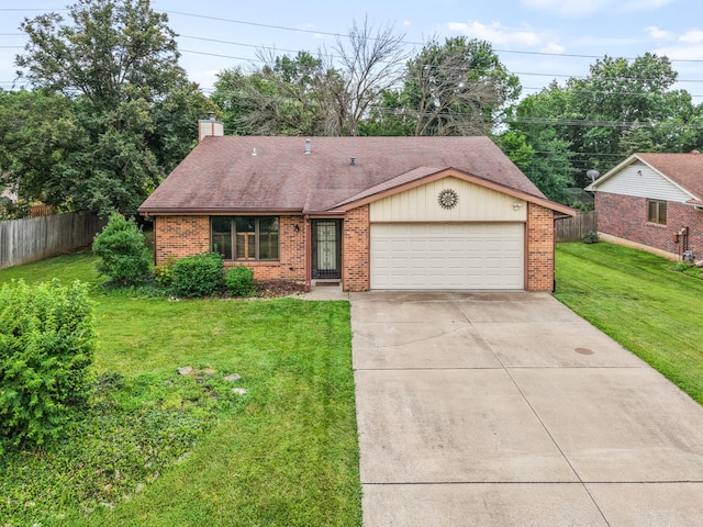 2002 Chapel Hill Rd, Columbia, MO 65203 - view of front facade with brick siding, driveway, an attached garage, a chimney, and roof with shingles