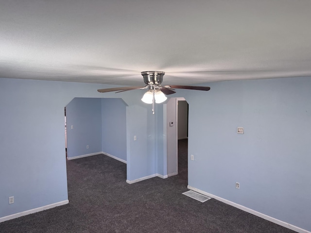 809 S 4th St, Moberly, MO 65259 - empty room with ceiling fan and dark carpet