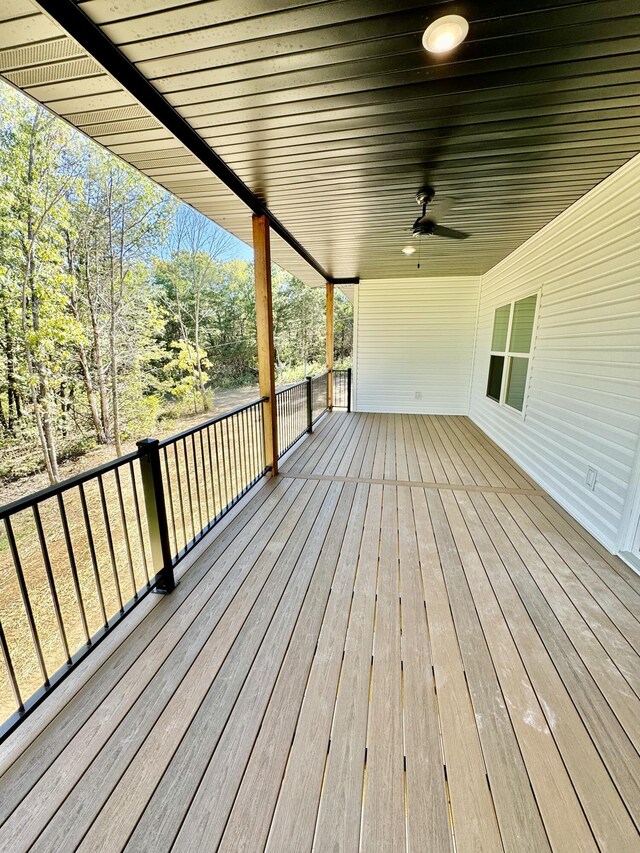 1680 W Fenton Rd, Columbia, MO 65202 - wooden deck featuring ceiling fan