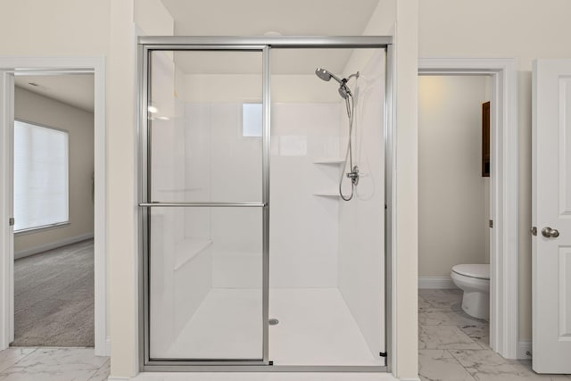 2821 Clopton Ct, Columbia, MO 65203 - full bath featuring marble look tile flooring and a shower stall