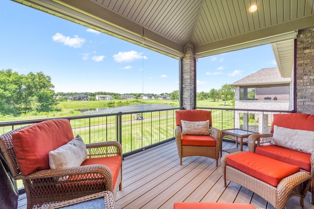 1107 Marcassin Dr, Columbia, MO 65201 - wooden deck featuring a water view