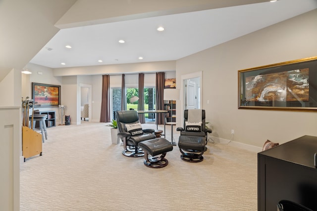 1107 Marcassin Dr, Columbia, MO 65201 - sitting room featuring carpet, recessed lighting, and a fireplace