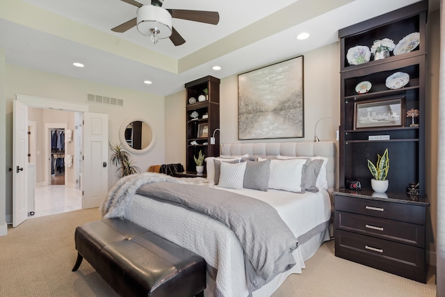 1107 Marcassin Dr, Columbia, MO 65201 - bedroom with light colored carpet, recessed lighting, and a ceiling fan