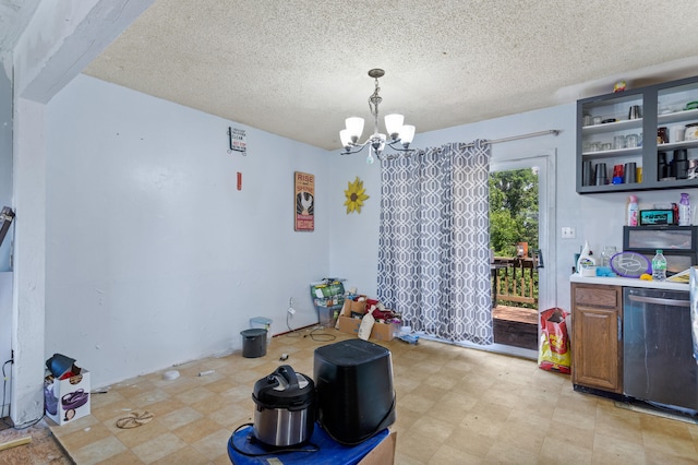 3601 W Hilltop Dr, Columbia, MO 65203 - dining room with a chandelier and a textured ceiling