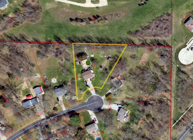 3601 W Hilltop Dr, Columbia, MO 65203 - aerial view of property and surrounding area with property boundaries highlighted