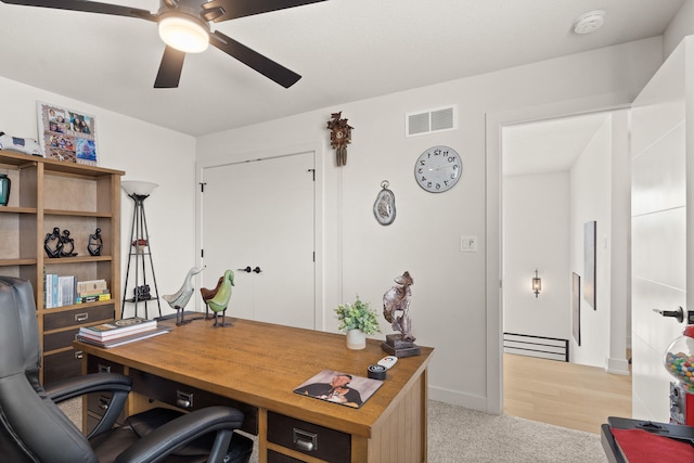 613 Red Feather Ct, Columbia, MO 65203 - office featuring ceiling fan and light carpet