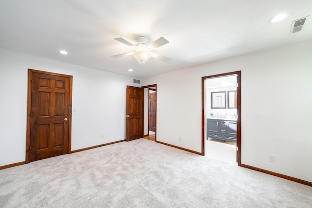 3112 Crestwood Ln, Columbia, MO 65203 - unfurnished bedroom with recessed lighting, carpet flooring, ensuite bath, and ceiling fan