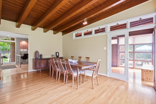 702 Russell Blvd, Columbia, MO 65203 - dining room with wooden ceiling and light wood finished floors