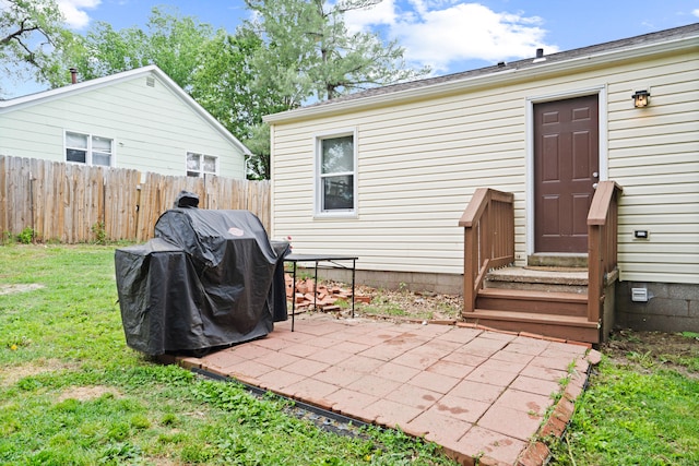 1305 Sims St, Columbia, MO 65201 - back of house with entry steps and a patio area