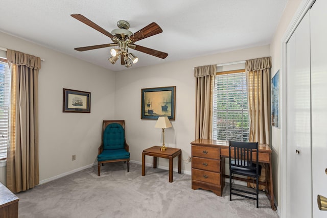 2710 Rollins Rd Unit A-1, Columbia, MO 65203 - office featuring light carpet and ceiling fan