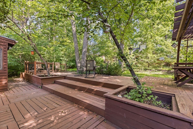 3707 Woodridge Ct, Columbia, MO 65201 - wooden terrace featuring outdoor dining area