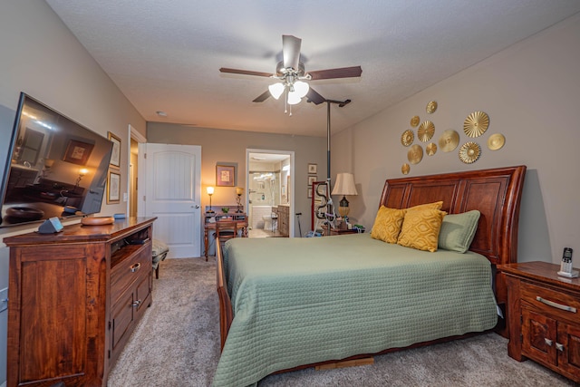 1331 Lantern Pointe Dr, Moberly, MO 65270 - bedroom featuring light colored carpet, ensuite bathroom, and ceiling fan