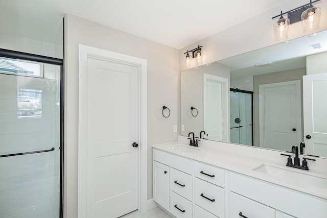 4512 Chambers Bay Dr, Columbia, MO 65201 - bathroom featuring double vanity and a stall shower
