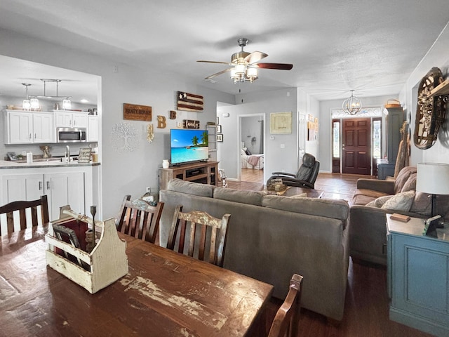 307 Jameson Dr, Ashland, MO 65010 - dining room with a ceiling fan and dark wood-style flooring