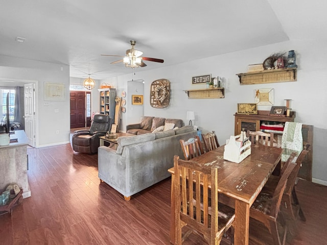 307 Jameson Dr, Ashland, MO 65010 - dining room with wood finished floors and ceiling fan