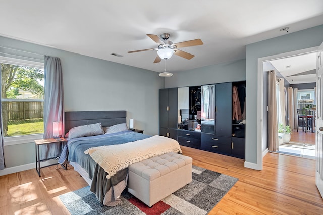 547 E Clearview Dr, Columbia, MO 65202 - bedroom featuring light wood-type flooring and ceiling fan