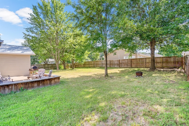 547 E Clearview Dr, Columbia, MO 65202 - fenced backyard with an outdoor fire pit