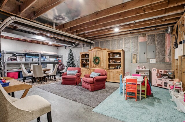 4106 Fritz Ct, Columbia, MO 65203 - living room featuring concrete flooring and electric panel