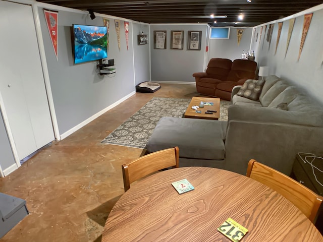 113 E El Cortez Dr, Columbia, MO 65203 - living area with finished concrete floors and baseboards