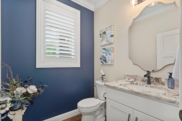 1880 W Cresskill Dr, Columbia, MO 65203 - bathroom with crown molding, vanity, and wood finished floors