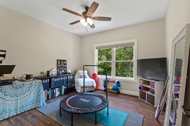 1880 W Cresskill Dr, Columbia, MO 65203 - bedroom featuring wood finished floors and ceiling fan