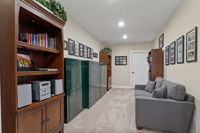 1880 W Cresskill Dr, Columbia, MO 65203 - living area featuring light carpet and recessed lighting
