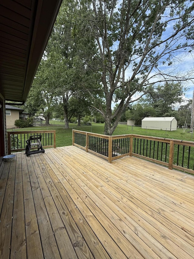 2220 N Lakeland Dr, Columbia, MO 65202 - wooden deck with a yard and an outbuilding