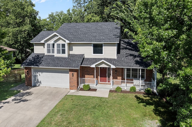 3712 Godfrey Dr, Columbia, MO 65203 - traditional home featuring brick siding, a porch, driveway, and a shingled roof
