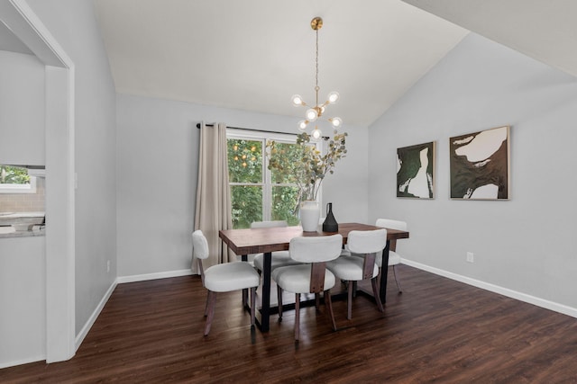 3712 Godfrey Dr, Columbia, MO 65203 - dining room featuring plenty of natural light, vaulted ceiling, wood finished floors, and a chandelier