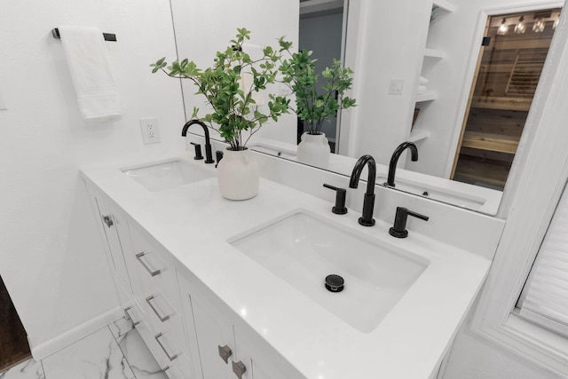3712 Godfrey Dr, Columbia, MO 65203 - full bath with double vanity and marble finish floors