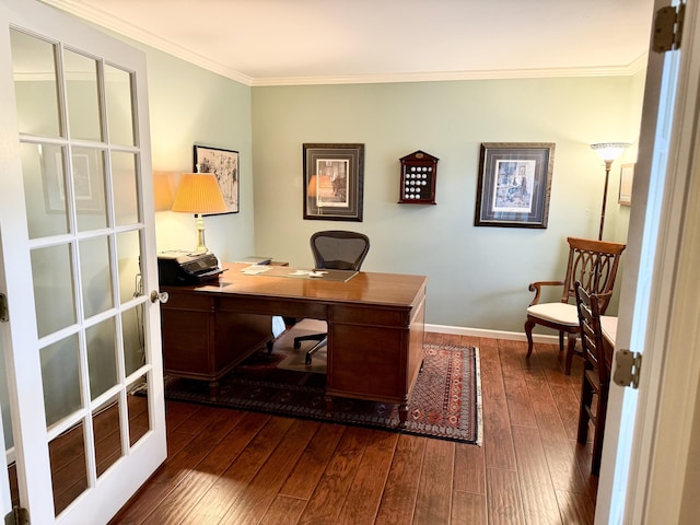 1620 S Berkley Dr, Columbia, MO 65201 - office space featuring dark wood-style flooring and crown molding