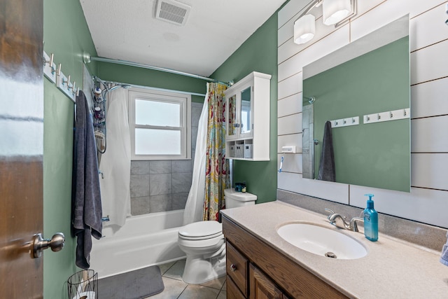 661 N W Park Ln, Columbia, MO 65201 - bathroom with vanity, shower / bathtub combination with curtain, and tile patterned floors