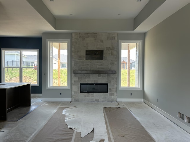 913 Spyglass Ct, Columbia, MO 65201 - living area featuring baseboards and a stone fireplace