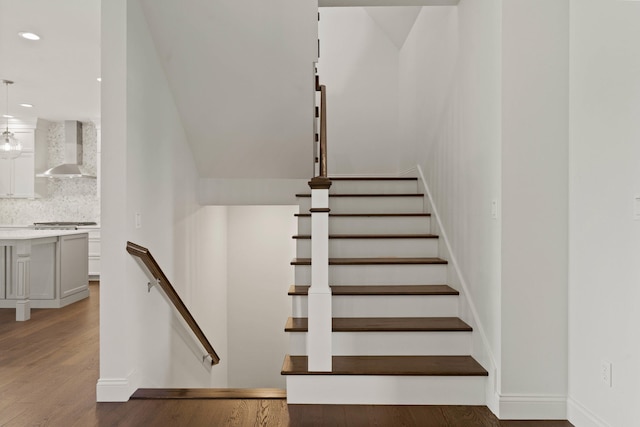 3001 Rivington Dr, Columbia, MO 65203 - staircase with recessed lighting and wood finished floors