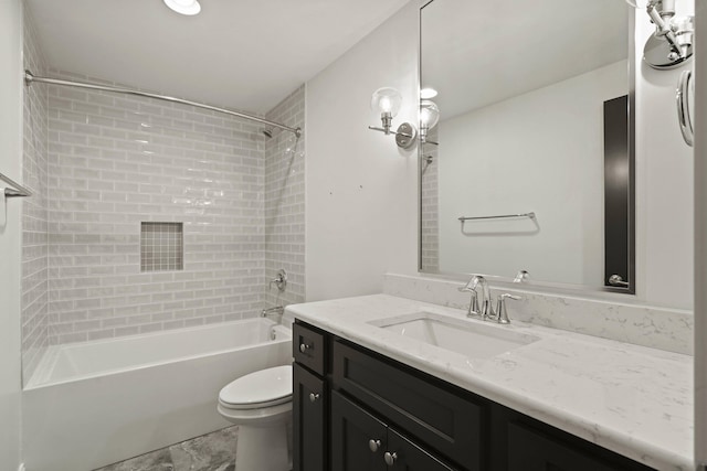 3001 Rivington Dr, Columbia, MO 65203 - bathroom with vanity, tub / shower combination, and marble look tile flooring