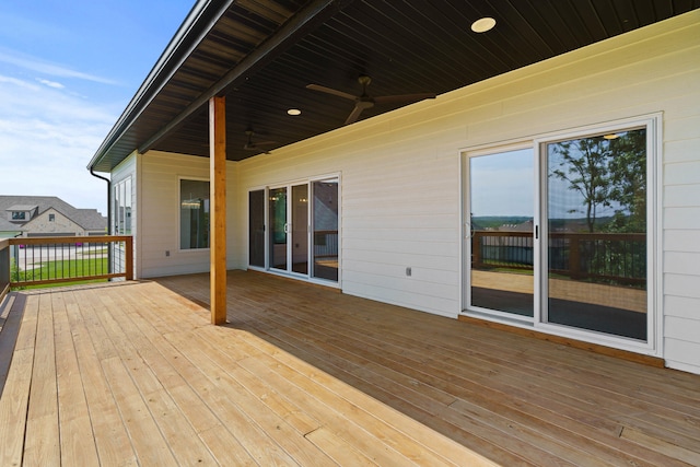 3001 Rivington Dr, Columbia, MO 65203 - wooden deck featuring ceiling fan