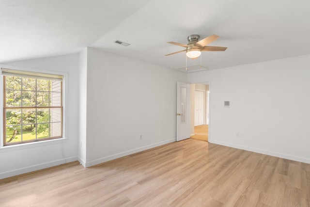10550 E David Allen Rd, Columbia, MO 65201 - spare room featuring light wood-type flooring, a ceiling fan, and lofted ceiling