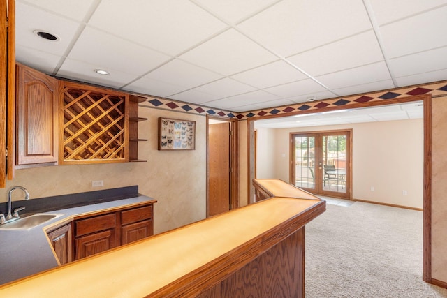 10550 E David Allen Rd, Columbia, MO 65201 - indoor bar featuring a drop ceiling, light carpet, and recessed lighting