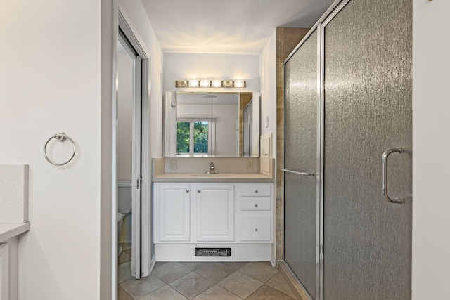 450 W Covered Bridge Rd, Columbia, MO 65203 - full bathroom with vanity, a shower stall, and tile patterned flooring