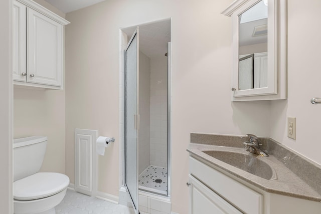 450 W Covered Bridge Rd, Columbia, MO 65203 - bathroom featuring a stall shower, vanity, and tile patterned flooring