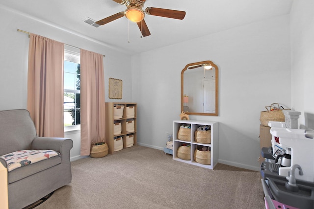 925 Kelli Ct, Centralia, MO 65240 - sitting room featuring carpet flooring and ceiling fan