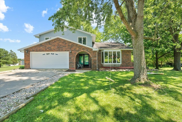 133 Manview Ln, Holts Summit, MO 65043 - split level home with driveway, brick siding, an attached garage, and a front lawn